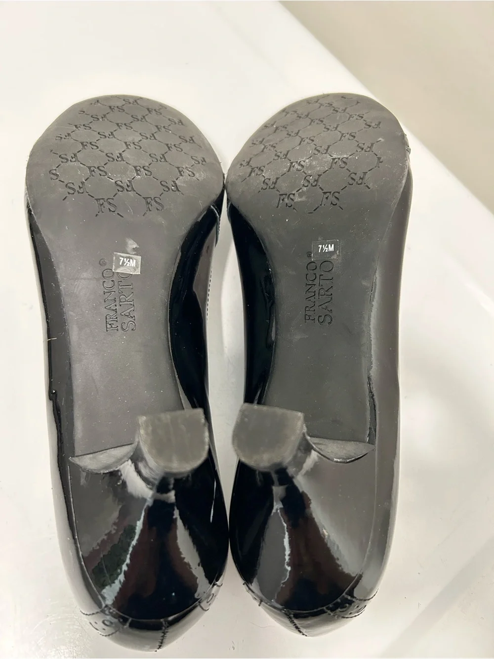 Franco Sarto Black Patent Leather Mary Jane Pumps Brogue Detail Size 7.5 M
